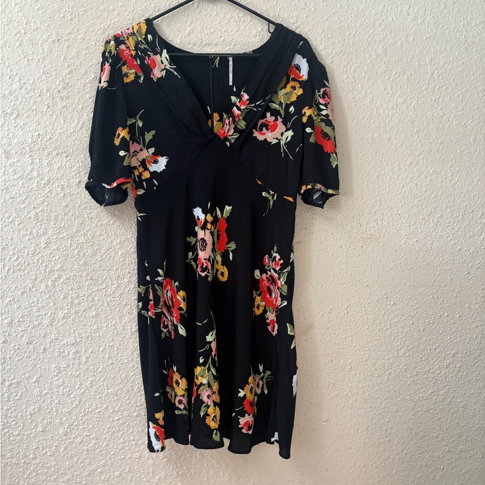 Free People Black Floral Midi Dress